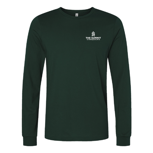 The Summit at Snoqualmie Logo 2 White Ink -- Longsleeve Forest