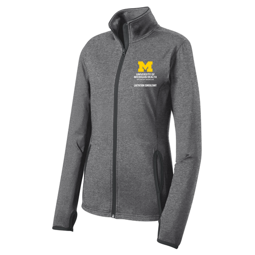 Sport-Tek Ladies Sport Wick Stretch Contrast Full Zip Jacket -- Charcoal Grey Heather / Charcoal Grey