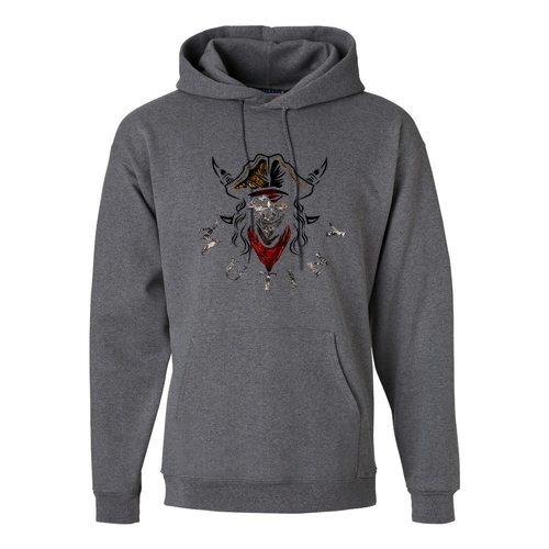 Hanes 10 oz Ultimate Cotton Printpro Adult  Hooded Sweatshirt -- Charcoal Heather mutiny