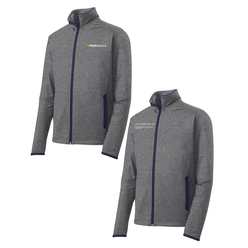 Sport-Tek Sport Wick Stretch Contrast Full Zip Jacket -- Charcoal Grey Heather / True Navy