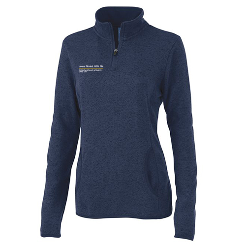 Charles River Womens Heathered Fleece Pullover -- Navy Heather