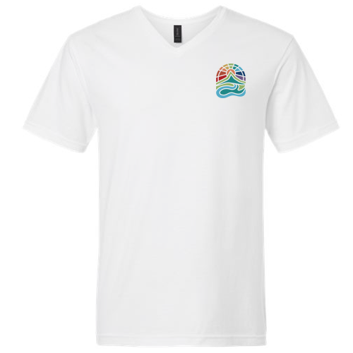 Gildan Adult V-Neck T-Shirt Front & Back -- White
