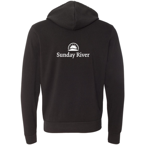 Sunday River Logo 2 White Ink -- Pullover Hooded Sweatshirt Black