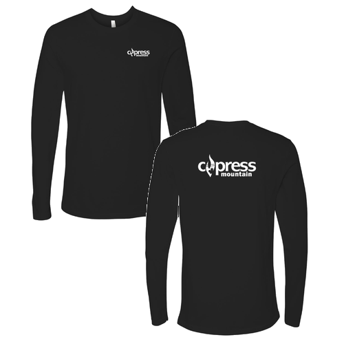 Cypress Mountain Logo 2 White Ink -- Long Sleeve Black
