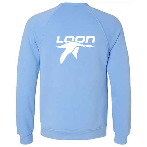 Loon Logo 2 White Ink -- Crewneck Sweatshirt Carolina Blue