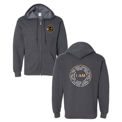 I Am Full Zip Hooded Sweatshirt -- Dark Heather