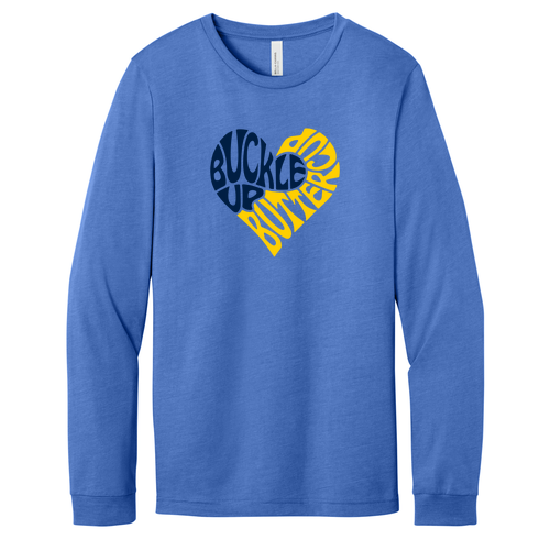 Bella Canvas Soft Fitted Heather CVC Long Sleeve Tee -- Heather Columbia Blue