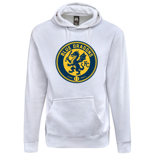 Adult Blue Dragons Baseball Seal Hooded Sweatshirt -- White