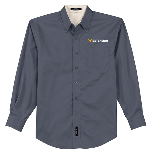 Extension Port Authority Tall Long Sleeve Easy Care Shirt -- Steel Grey / Light Stone