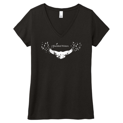 District Made Ladies Perfect Tri V-Neck Tee -- Black