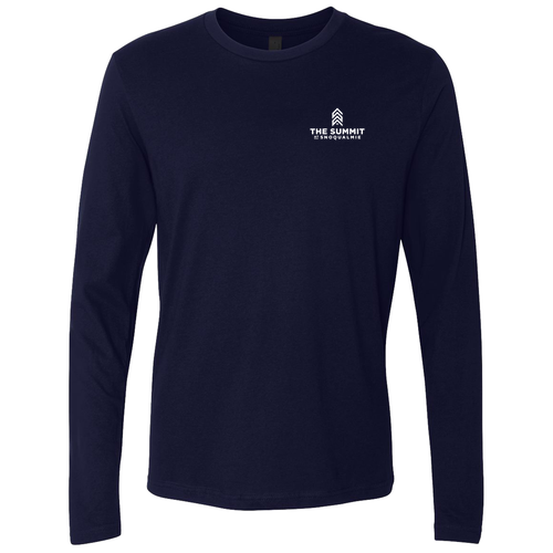 The Summit at Snoqualmie Logo 2 White Ink -- Long Sleeve Midnight Navy