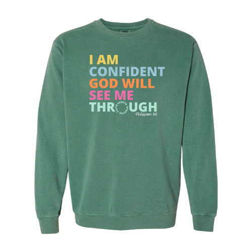 God Will See Me Through Crewneck Sweatshirt -- Light Green