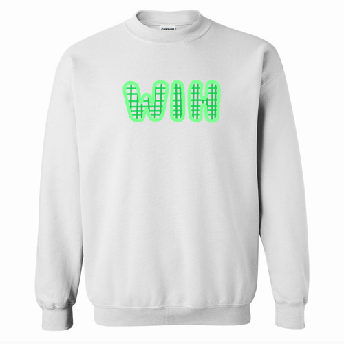 Green WIH Gildan Heavy Blend Crew Neck Sweatshirt -- White
