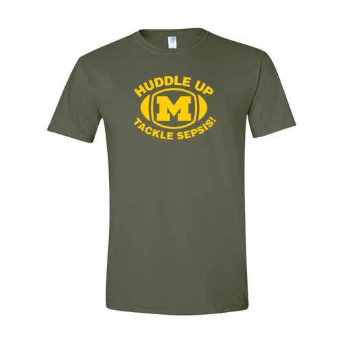 Gildan SoftStyle Fitted T-Shirt -- Military Green, Tackle Sepsis with Back [HIDE]