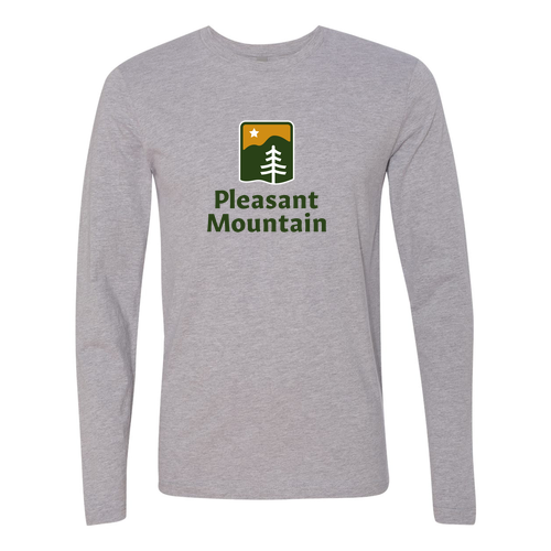 Pleasant Mountain Logo 1 Full color -- Long Sleeve Heather Grey