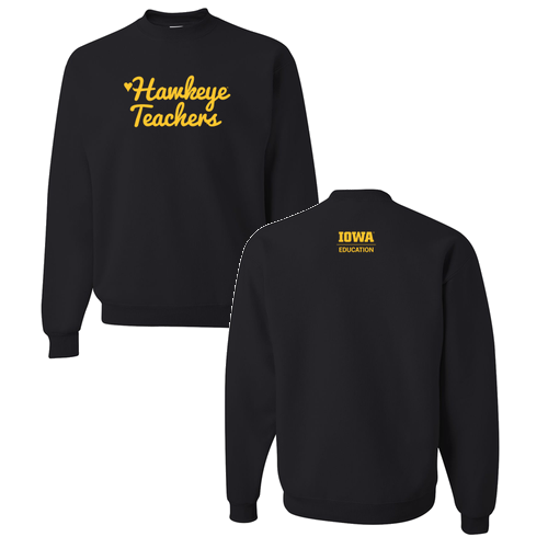 Hawkeye Teachers Jerzees 8 Oz., 50/50 Nublend Fleece Crew -- Black