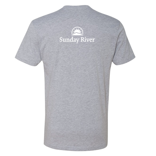 Sunday River Logo 2 White Ink -- Short Sleeve Heather Grey