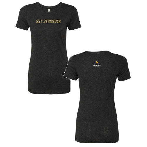 Get Stronger Camo -Ladies Tri Blend Crew -- Vintage Black