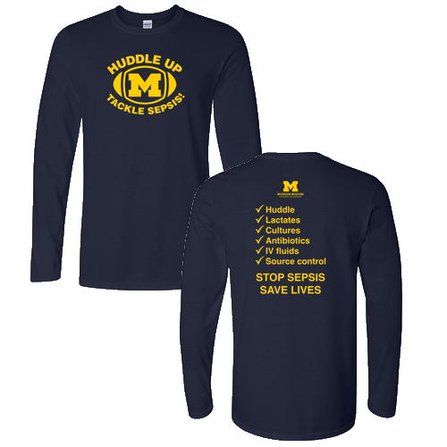 Gildan Softstyle Fitted Longsleeve T Shirt -- Navy, Tackle Sepsis with Back [HIDE]