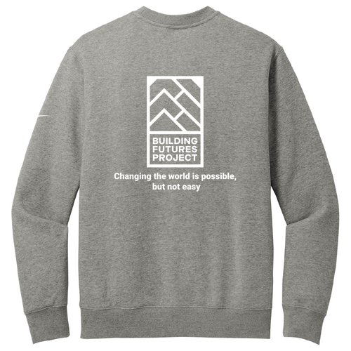 Nike Club Fleece Sleeve Swoosh Crew -- Dark Grey Heather