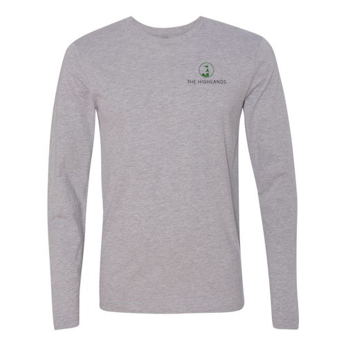 The Highlands Logo 2 Green Ink -- Long Sleeve Heather Grey