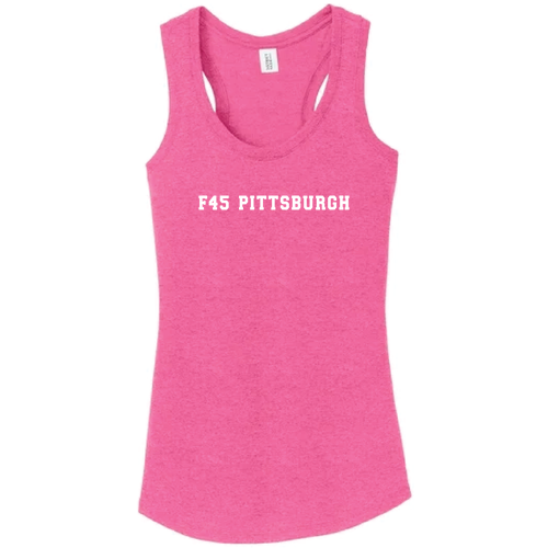 District Made Ladies Perfect Tri Racerback Tank -- Fuchsia Frost