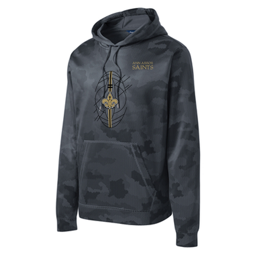 Sport-Tek Sport-Wick CamoHex Fleece Hooded Pullover -- Dark Smoke Grey