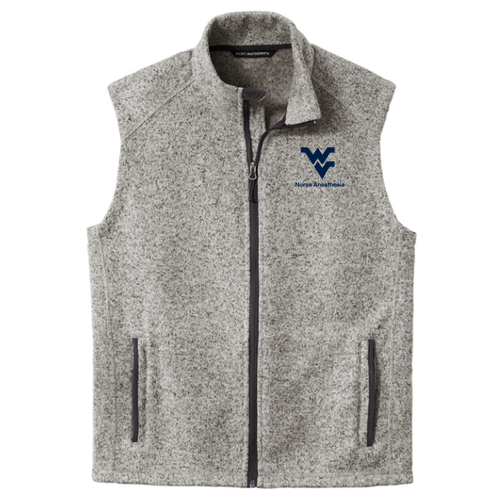Embroidered Port Authority Sweater Fleece Vest -- Grey Heather