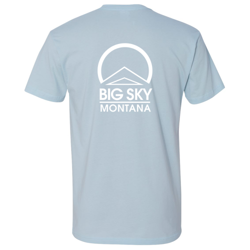 Unisex Next Level Fitted Short Sleeve Tee -- Light Blue Left Chest White Ink
