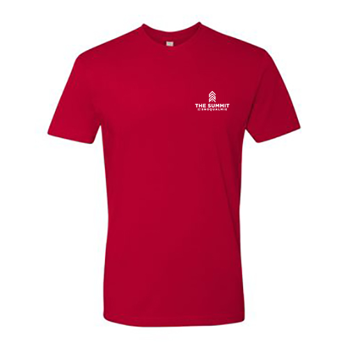 The Summit at Snoqualmie Logo 2 White Ink -- Short Sleeve Red