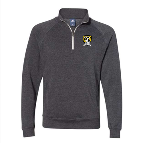 J America Adult Triblend Fleece Quarter-Zip -- Black TriBlend