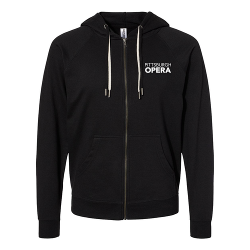 Independent Trading Icon Unisex Lightweight Terry Full-Zip Hooded Sweatshirt -- Black