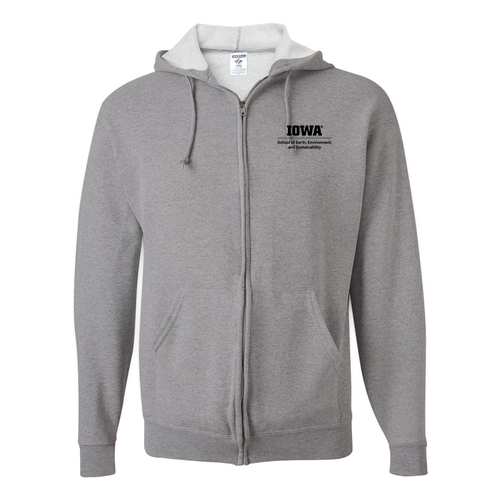 Embroidered Jerzees Full Zip Hooded Sweatshirt -- Oxford