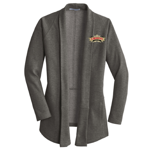 Port Authority Ladies Interlock Cardigan -- Charcoal Heather / Medium Heather Grey