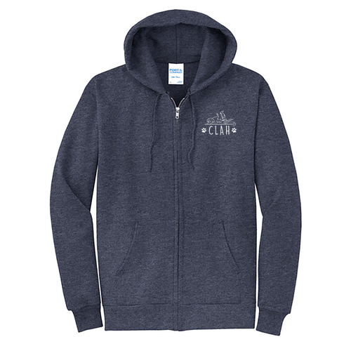 Port and Company Classic Full Zip Hooded Sweatshirt -- Heather Navy