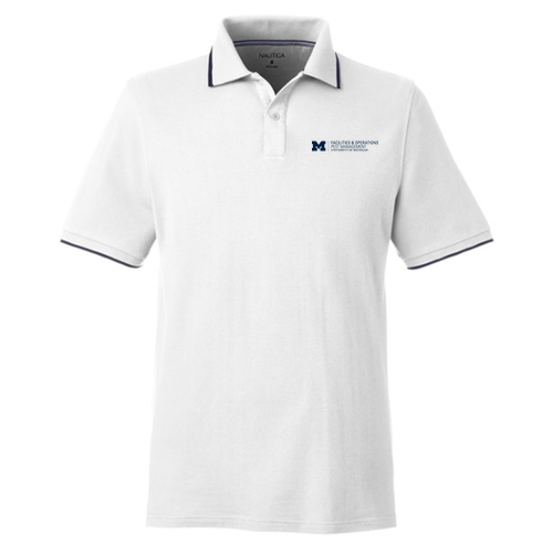 Nautica Mens Deck Polo -- White / Nautica Navy, $55