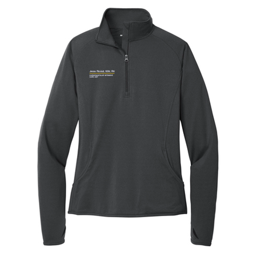 Sport Tek Ladies Sport Wick Stretch Half Zip Pullover -- Charcoal Grey