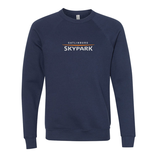 Gatlinburg Skypark Logo 1 Grey & Orange Ink -- Sponge Fleece Crewneck Sweatshirt Navy