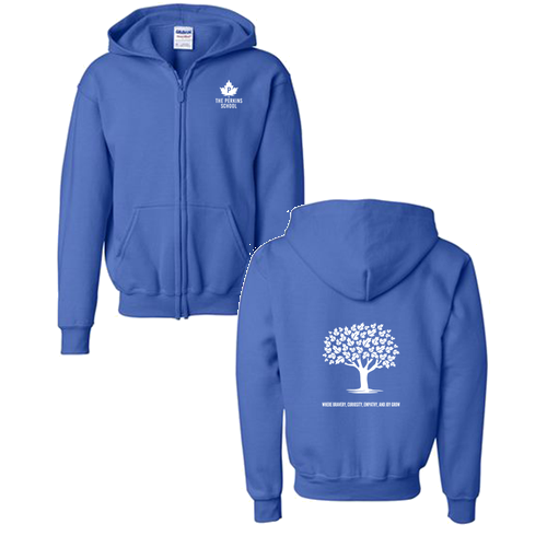 Gildan Full Zip Youth Hooded Sweatshirt -- Royal