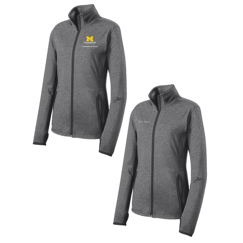 Ladies Sport-Tek Sport Wick Stretch Contrast Full Zip Jacket -- Charcoal Grey Heather / Charcoal Grey