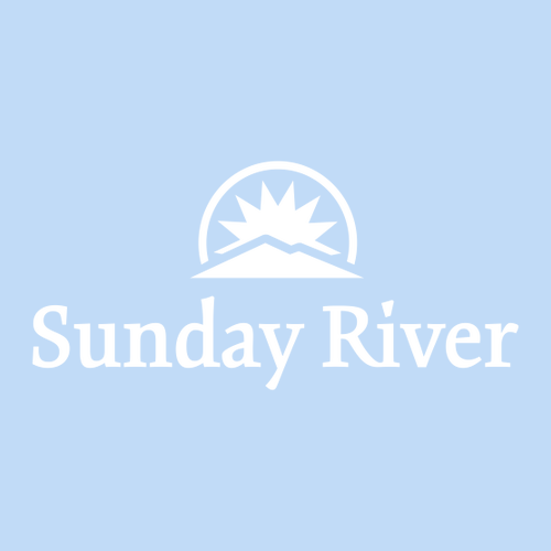 Sunday River Logo 2 White Ink -- Short Sleeve Light Blue