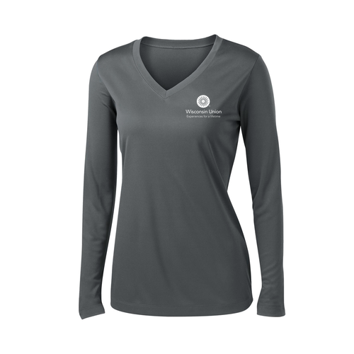 Sport Tek Fitted Long Sleeve Posicharge Competitor V Neck -- Iron Grey