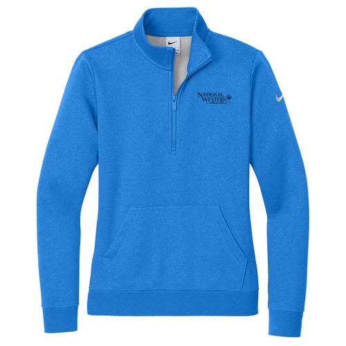 Nike Ladies Club Fleece Sleeve Swoosh 1/2 Zip -- Light Game Royal Heather
