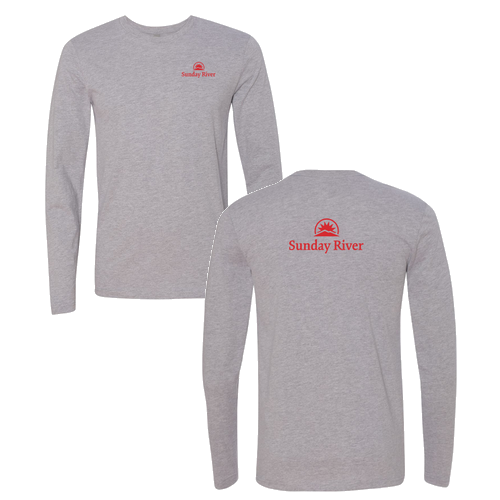 Sunday River Logo 2 Red Ink -- Long Sleeve Heather Grey