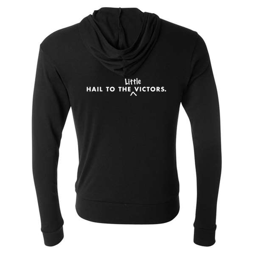 Mens/Unisex Bella Canvas Soft Fitted Triblend Lightweight Hooded Full Zip T-Shirt -- Solid Black TriBlend