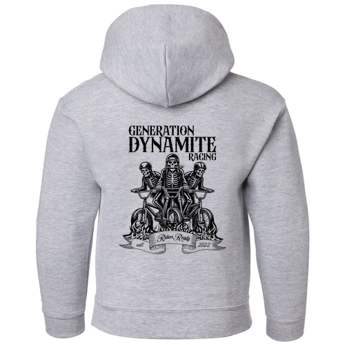 Gildan Heavy Blend Youth Skeleton Riders Ready Hooded Sweatshirt -- Sport Grey