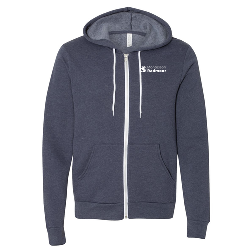 Bella Canvas Adult Unisex Full-Zip Hooded Sweatshirt -- Heather Navy