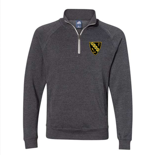 Embroidered J America Adult Triblend Fleece Quarter-Zip -- Black TriBlend