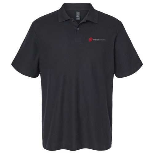 Embroidered Gildan Adult Softstyle Pique Polo -- Black