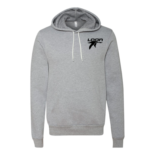 Loon Logo 2 Black Ink -- Pullover Hooded Sweatshirt Athletic Heather